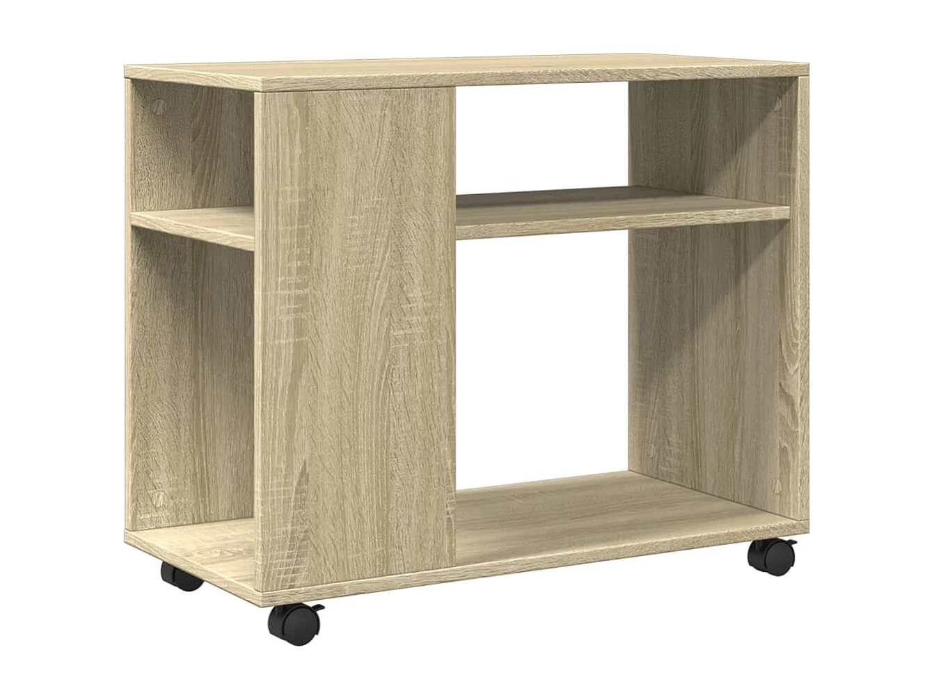 Mesa auxiliar con ruedas madera roble Sonoma 70x35x60 cm