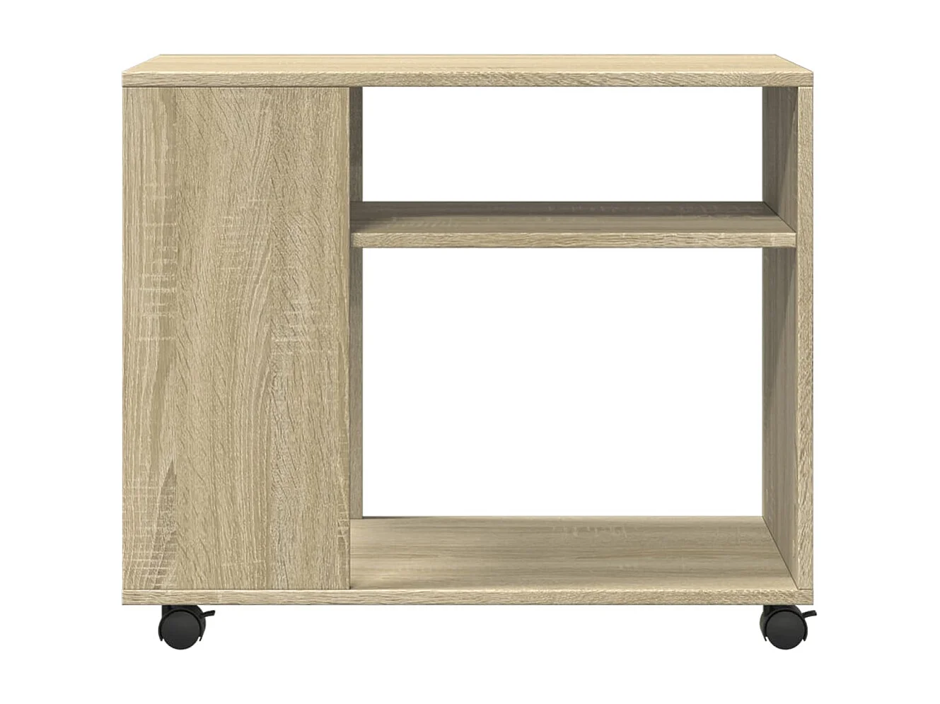 Mesa auxiliar con ruedas madera roble Sonoma 70x35x60 cm
