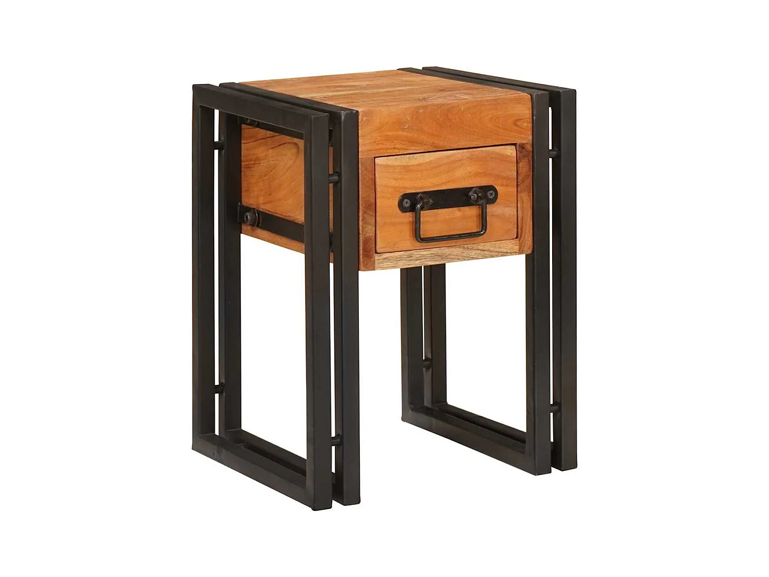 Table d'appoint 30 x 30 x 40 cm Bois d'acacia massif et métal