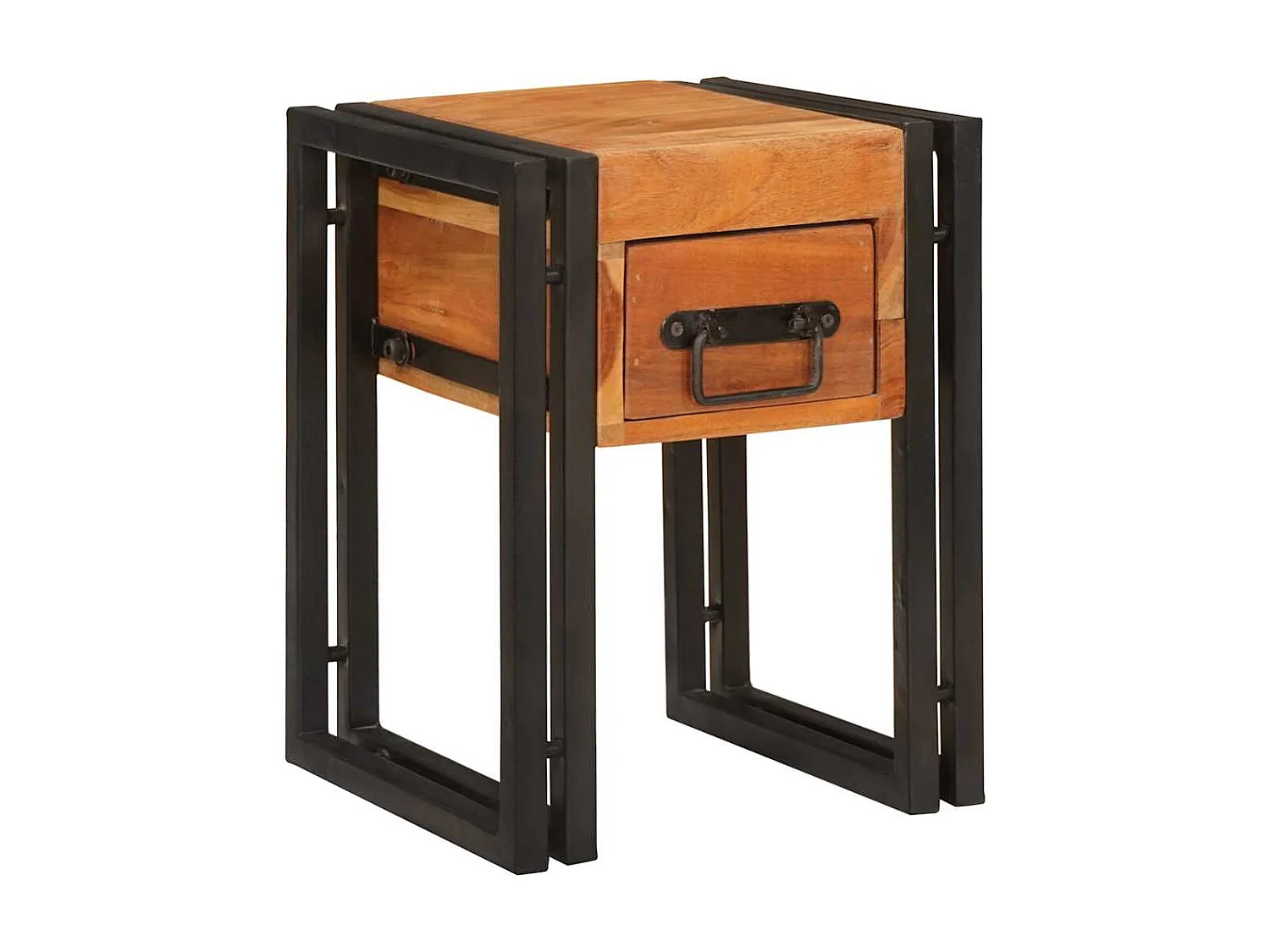 Table d'appoint 30 x 30 x 40 cm Bois d'acacia massif et métal