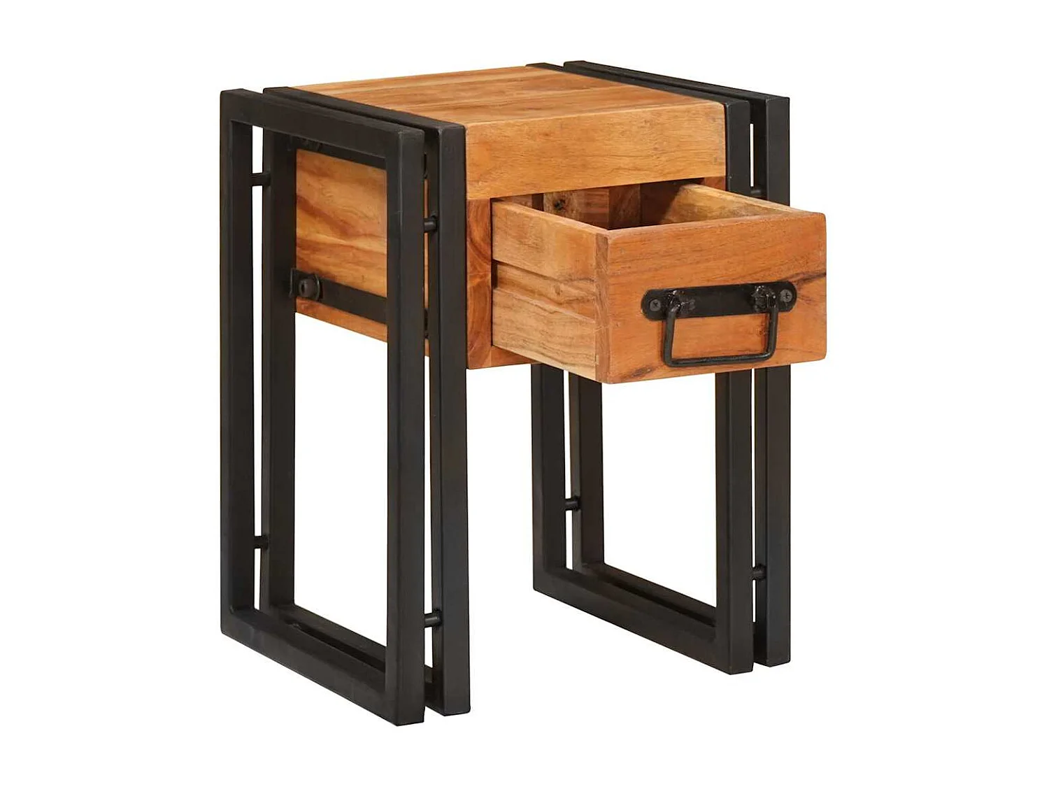 Table d'appoint 30 x 30 x 40 cm Bois d'acacia massif et métal