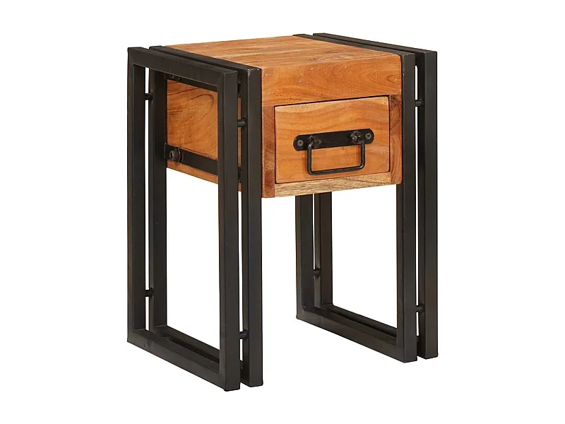 Mesa auxiliar 30 x 30 x 40 cm Madera de acacia sólida y metal