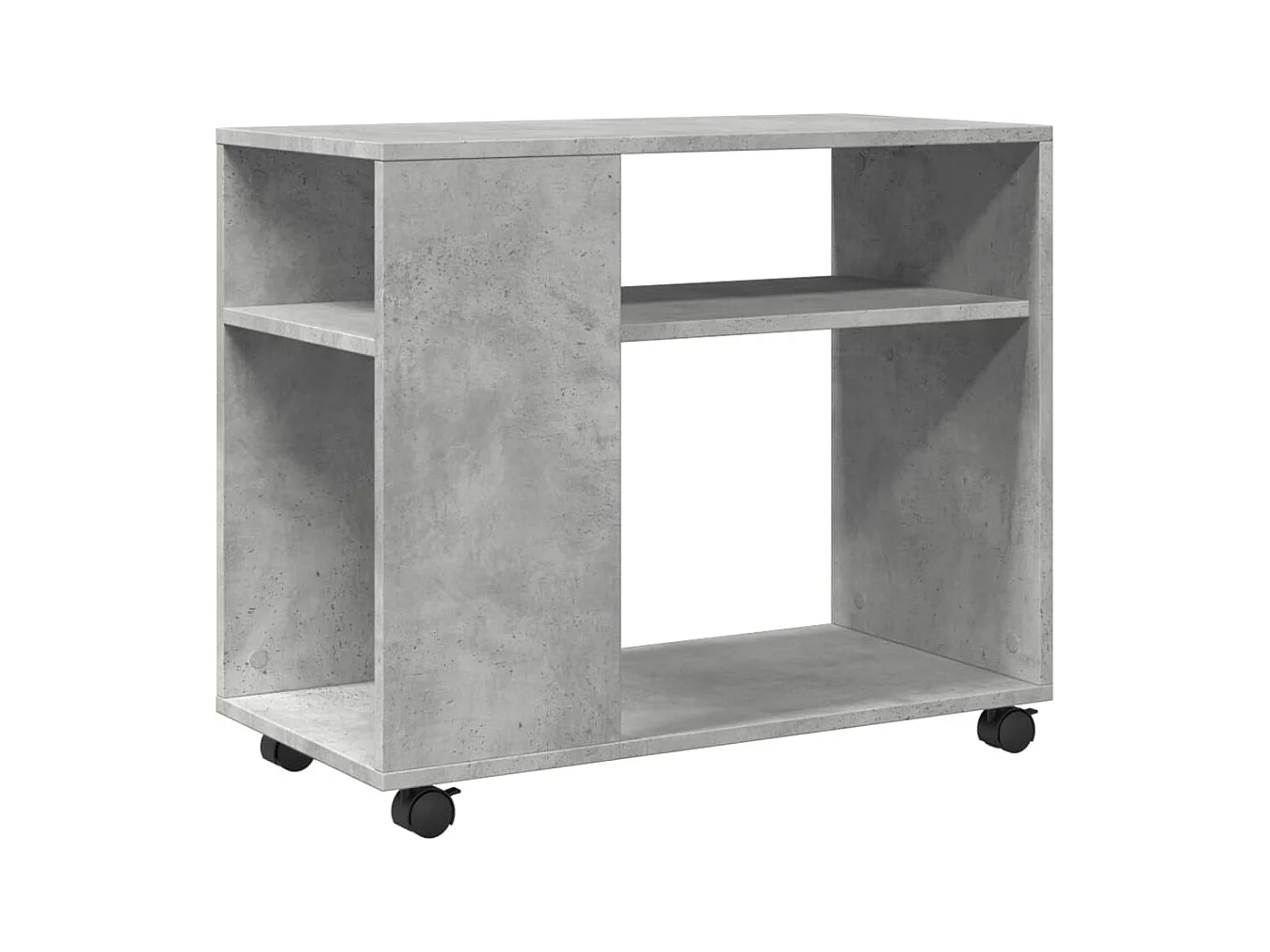 Table d'appoint avec roues gris béton bois d'ingénierie