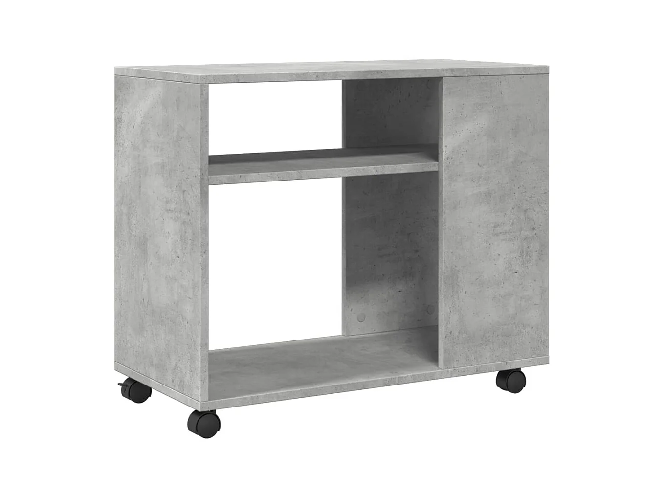 Table d'appoint avec roues gris béton bois d'ingénierie