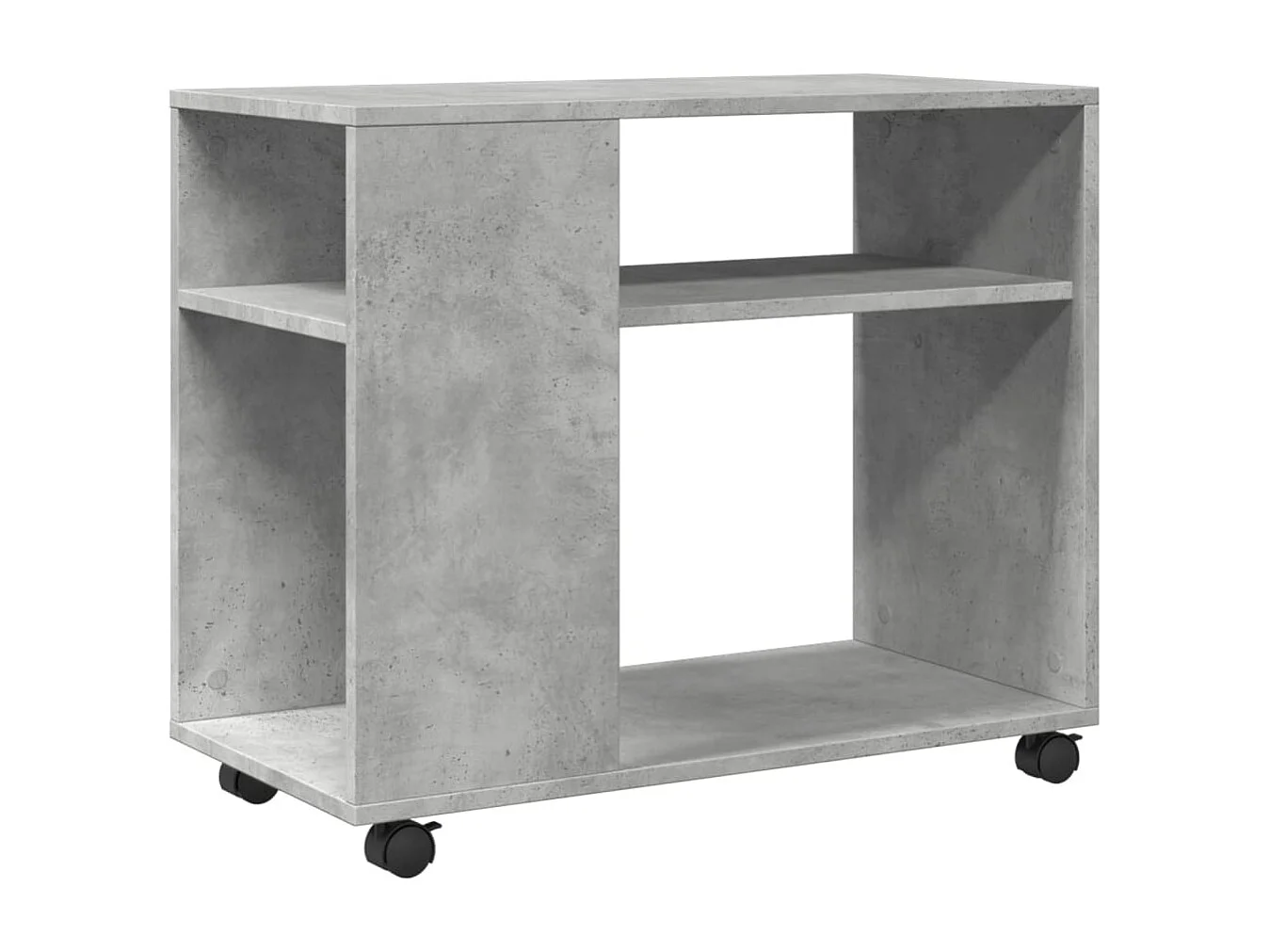 Bijzettafel met wielen 70x35x60 cm bewerkt hout betongrijs
