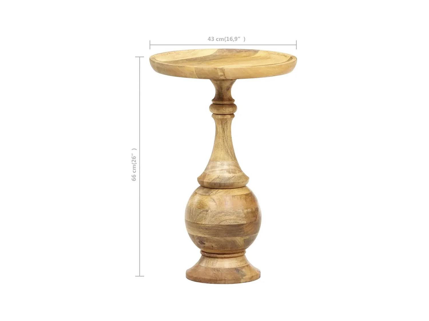Table d'appoint ronde 43x43x66 cm Bois de manguier massif