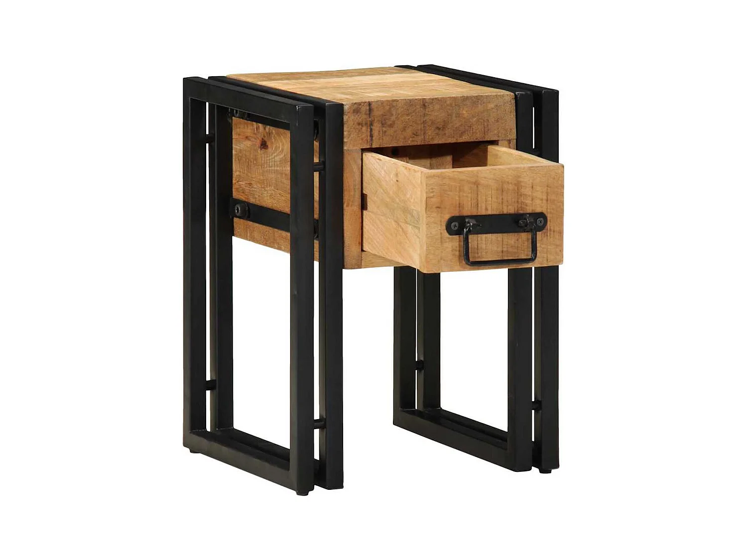 Table d'appoint 30 x 30 x 40 cm Bois de mangue massif et métal