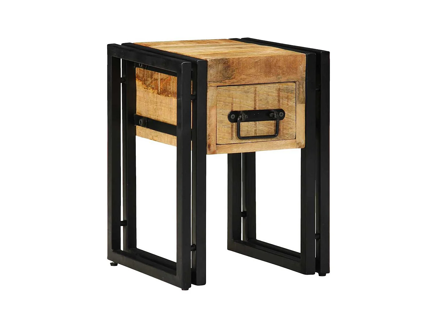 Table d'appoint 30 x 30 x 40 cm Bois de mangue massif et métal