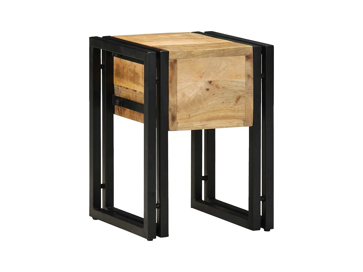 Table d'appoint 30 x 30 x 40 cm Bois de mangue massif et métal