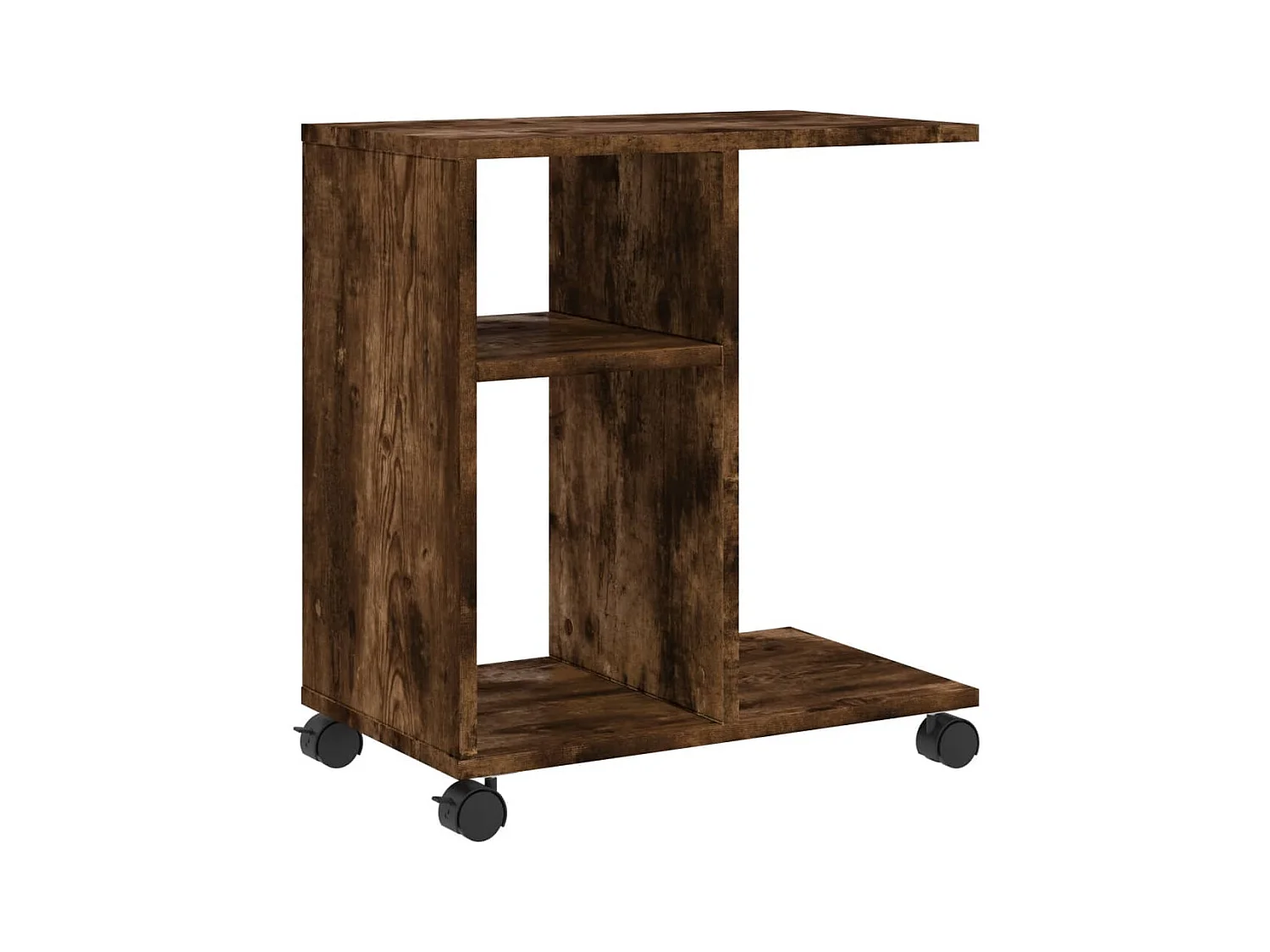 Table d'appoint avec roues chêne fumé bois d'ingénierie