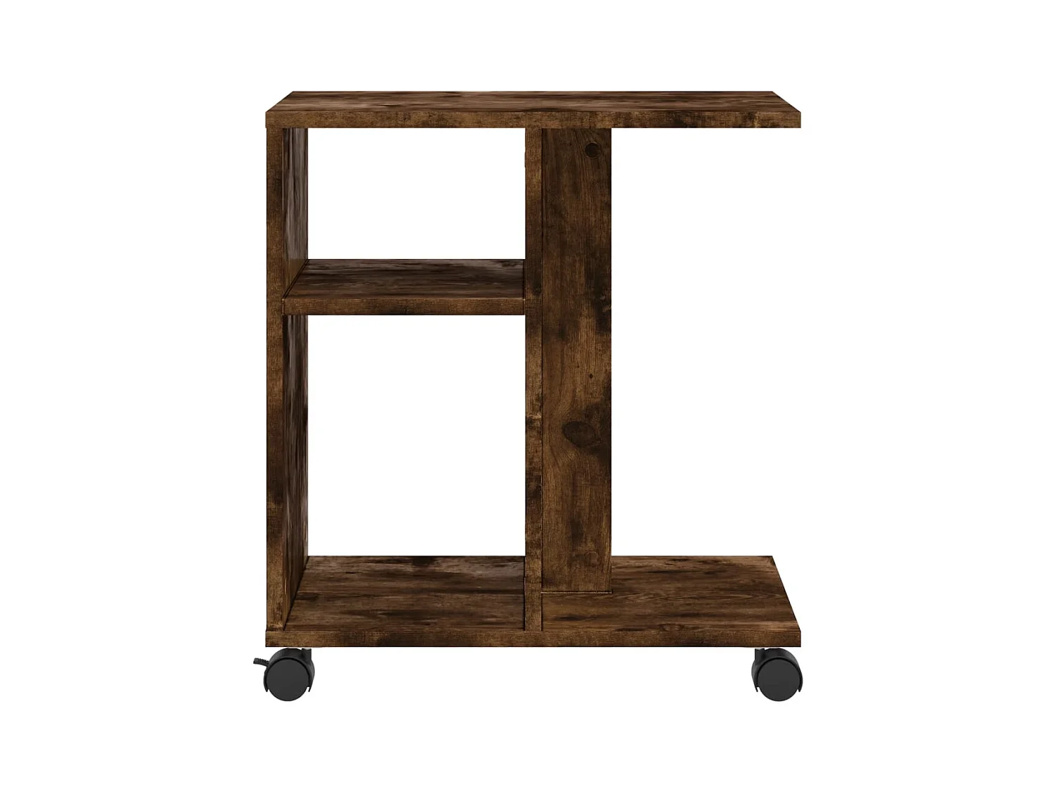 Table d'appoint avec roues chêne fumé bois d'ingénierie