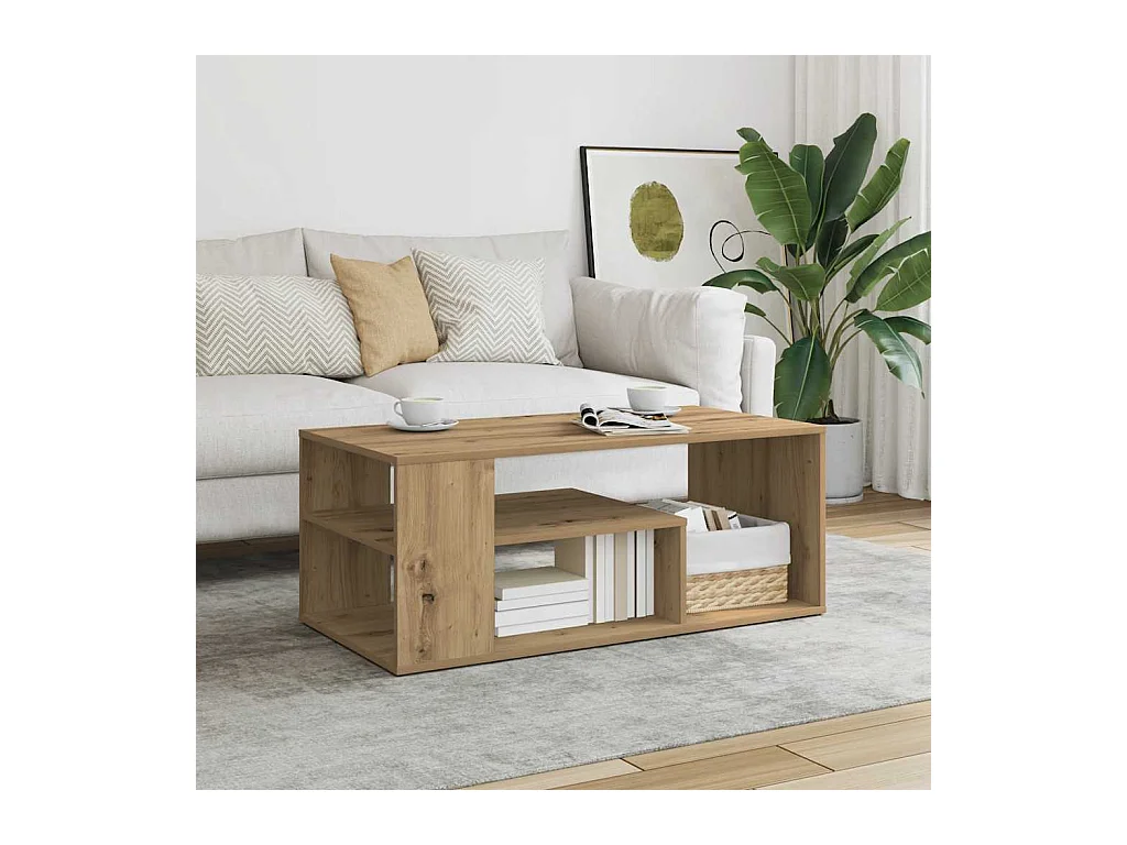 Table d'appoint chêne artisanal 100x50x40 cm bois d'ingénierie