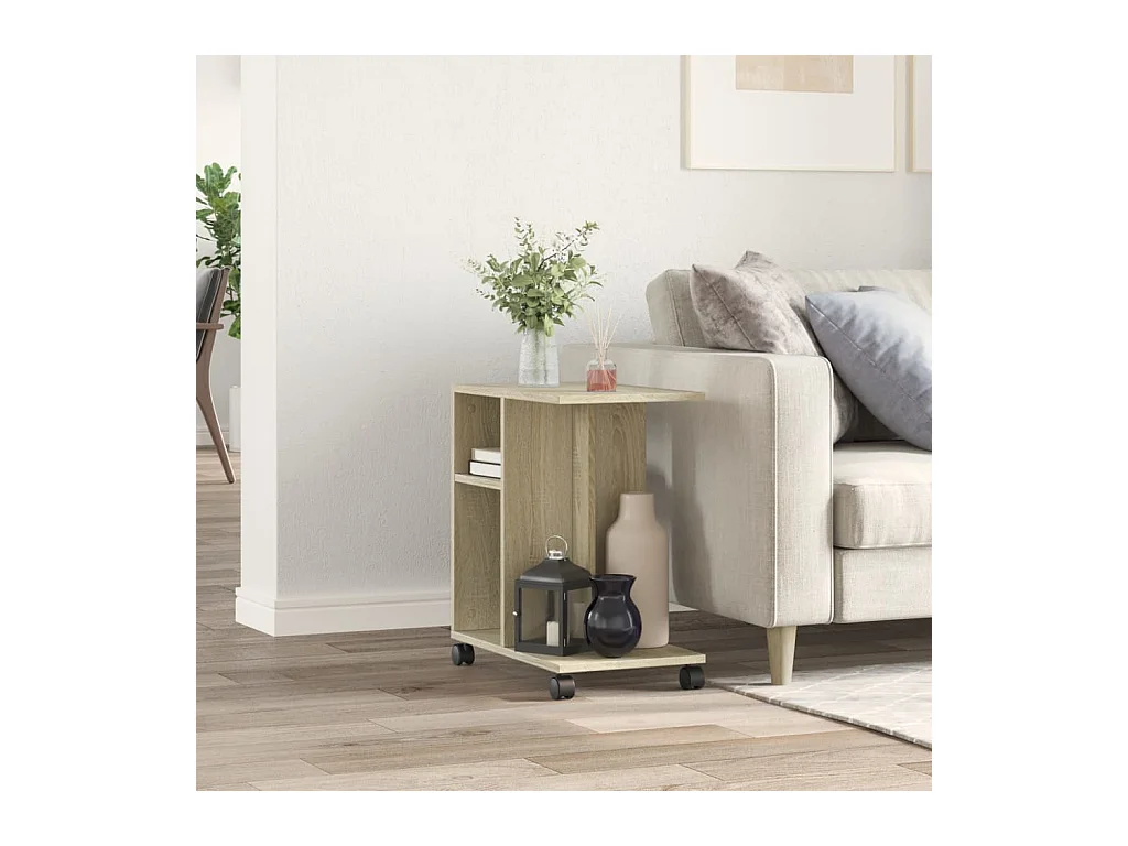 Table d'appoint avec roues chêne sonoma bois d'ingénierie