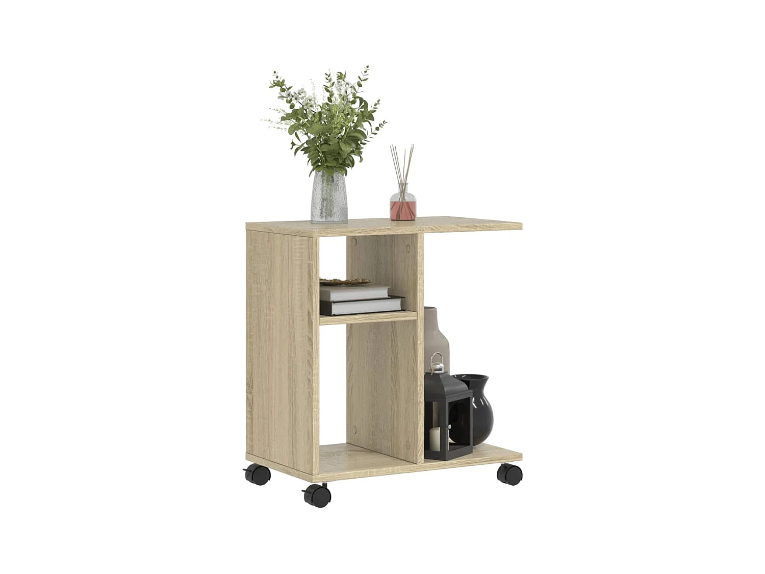 Table d'appoint avec roues chêne sonoma bois d'ingénierie