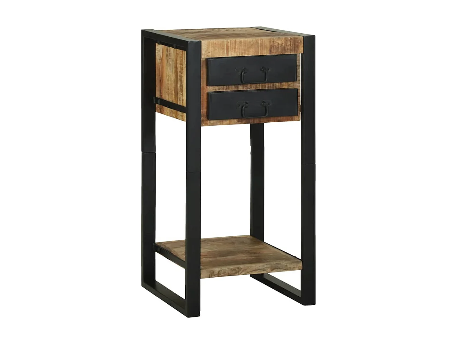 Mesa Auxiliar con cajón Marrón Madera maciza de mango rugosa