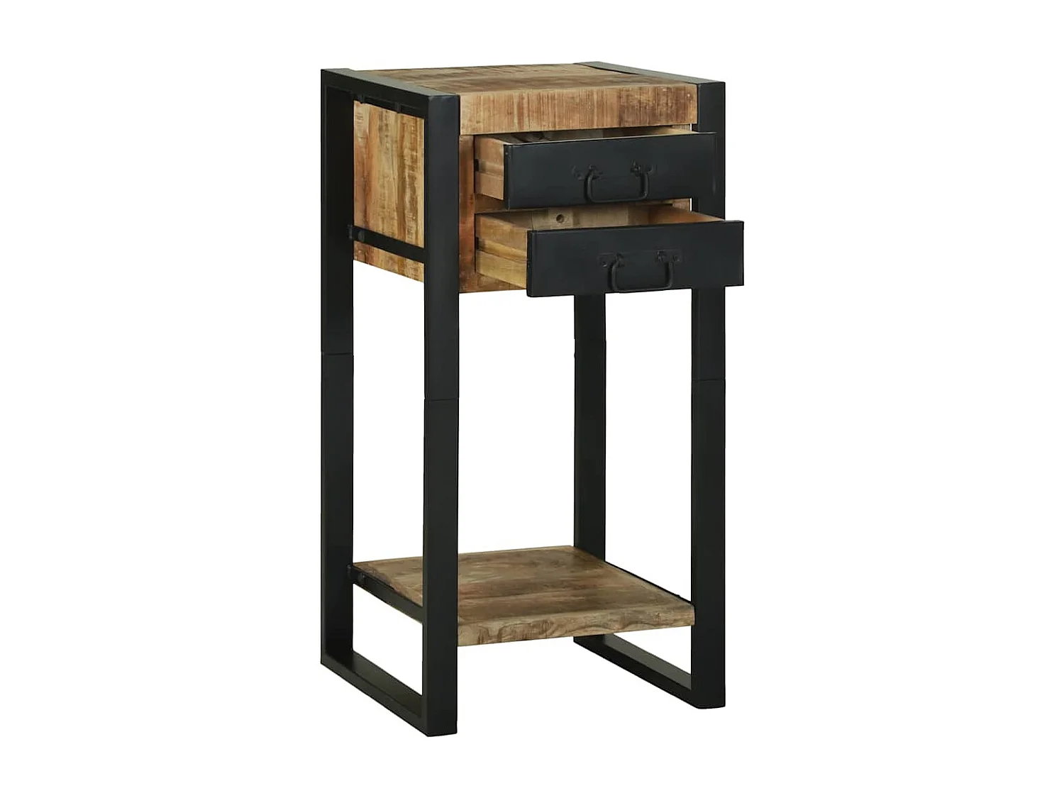 Mesa Auxiliar con cajón Marrón Madera maciza de mango rugosa