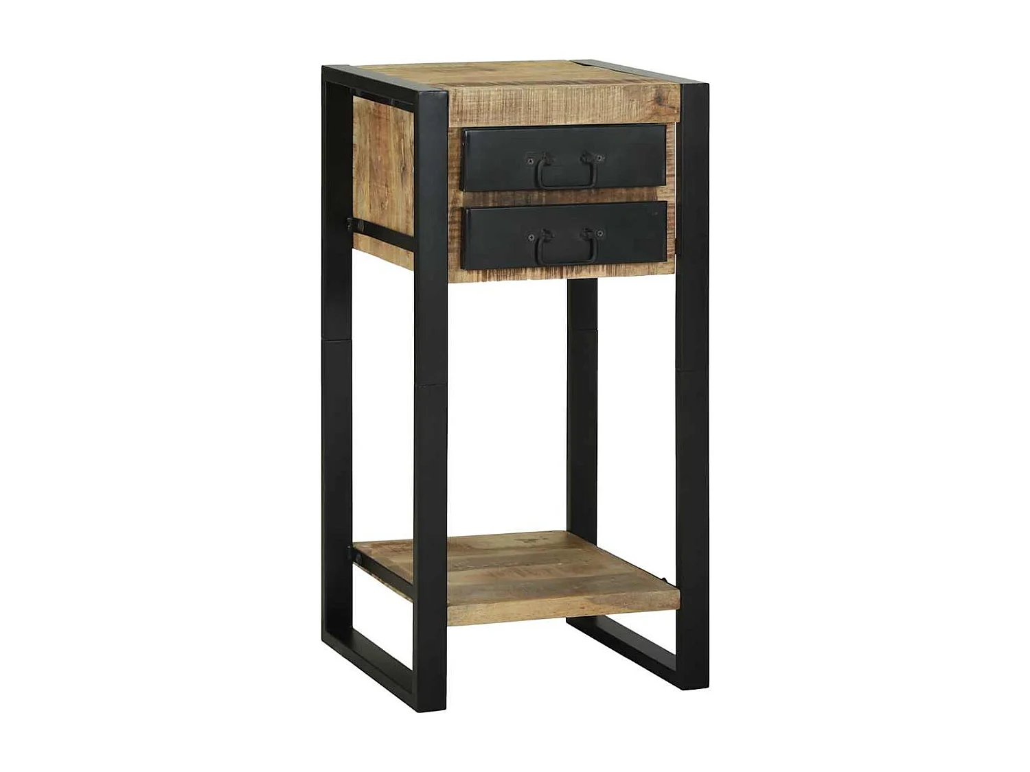 Mesa Auxiliar con cajón Marrón Madera maciza de mango rugosa