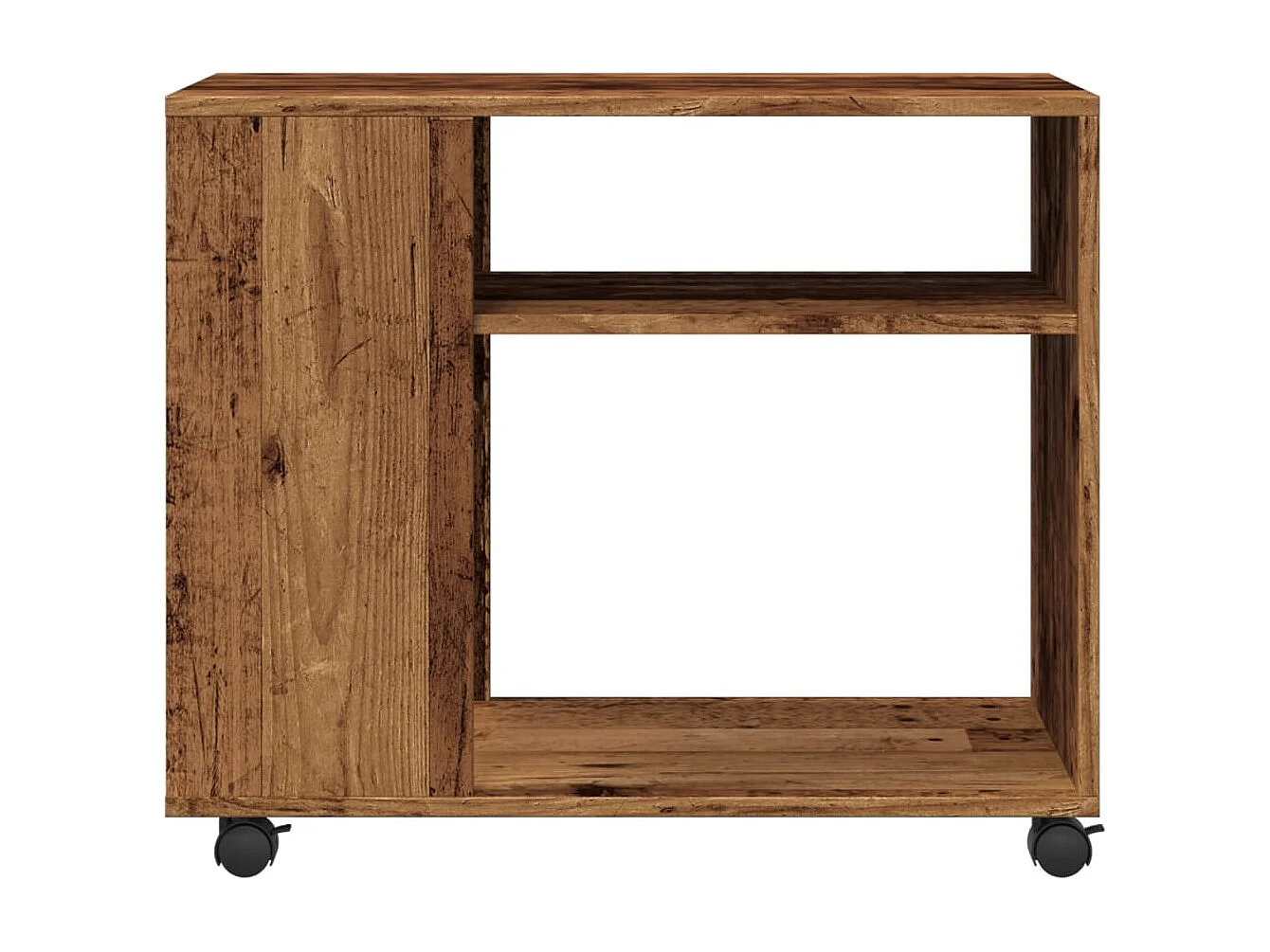 Table d'appoint avec roues vieux bois bois d'ingénierie