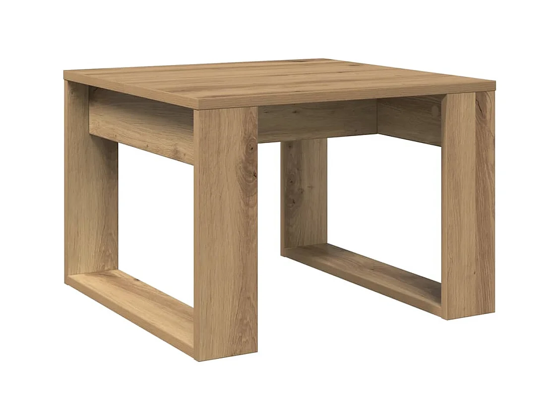 Table d'appoint chêne artisanal 50x50x35 cm bois d'ingénierie