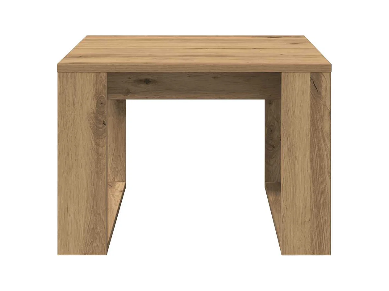 Table d'appoint chêne artisanal 50x50x35 cm bois d'ingénierie