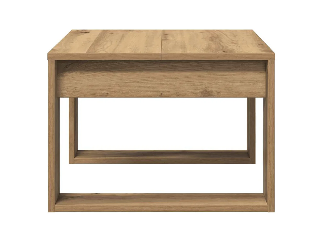 Table d'appoint chêne artisanal 50x50x35 cm bois d'ingénierie