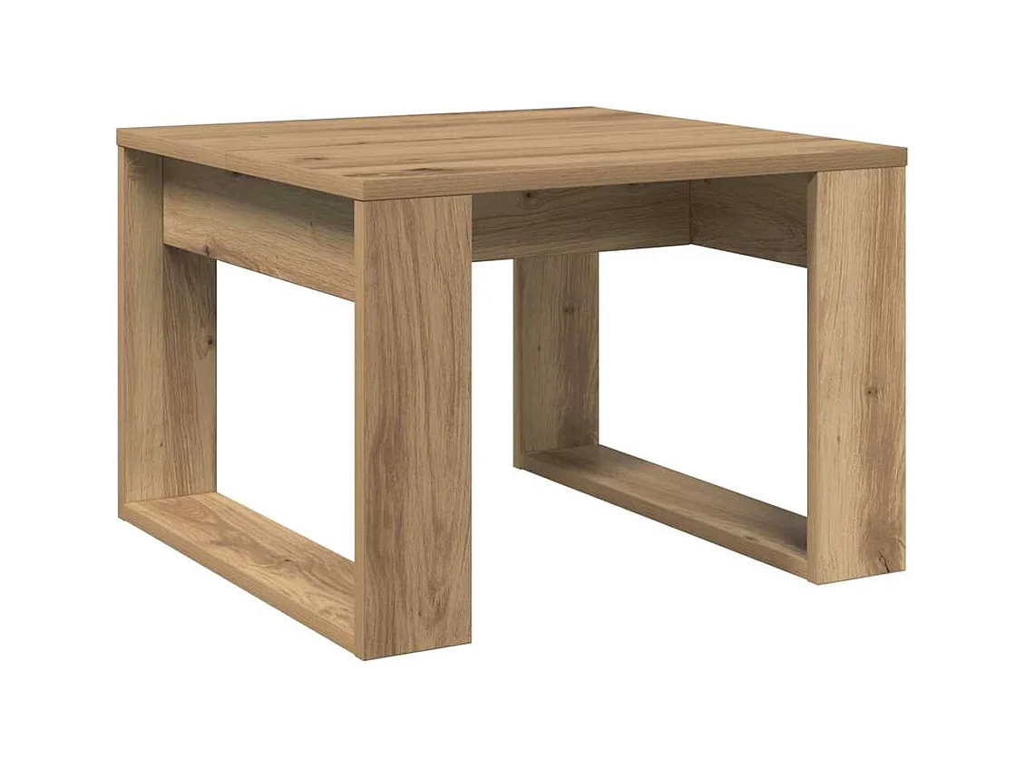 Table d'appoint chêne artisanal 50x50x35 cm bois d'ingénierie