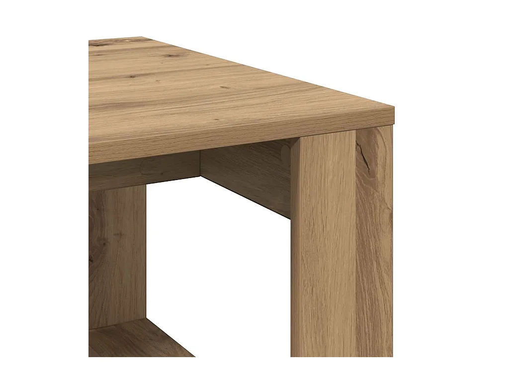 Table d'appoint chêne artisanal 50x50x35 cm bois d'ingénierie