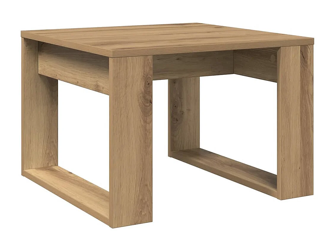 Table d'appoint chêne artisanal 50x50x35 cm bois d'ingénierie