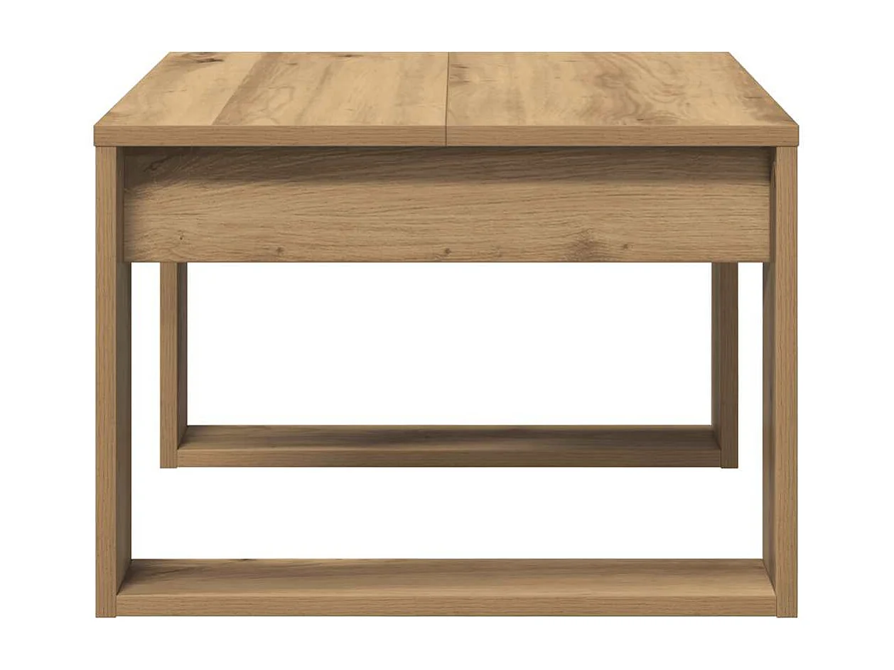 Table d'appoint chêne artisanal 50x50x35 cm bois d'ingénierie