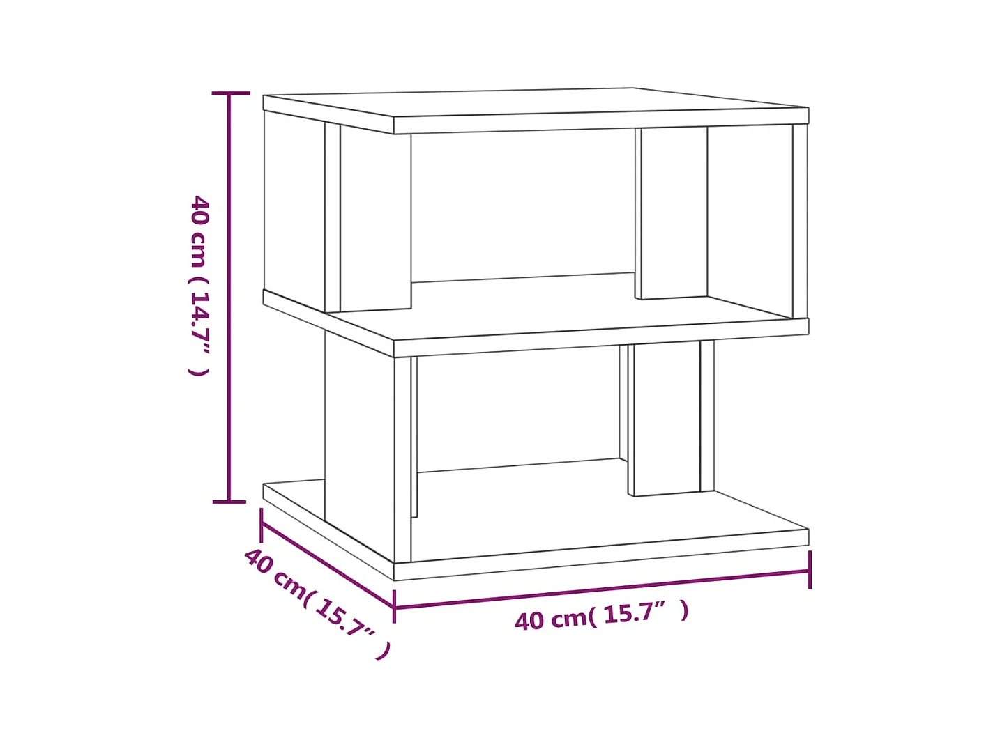 Mesa de apoio 40x40x40 cm derivados madeira cinzento sonoma