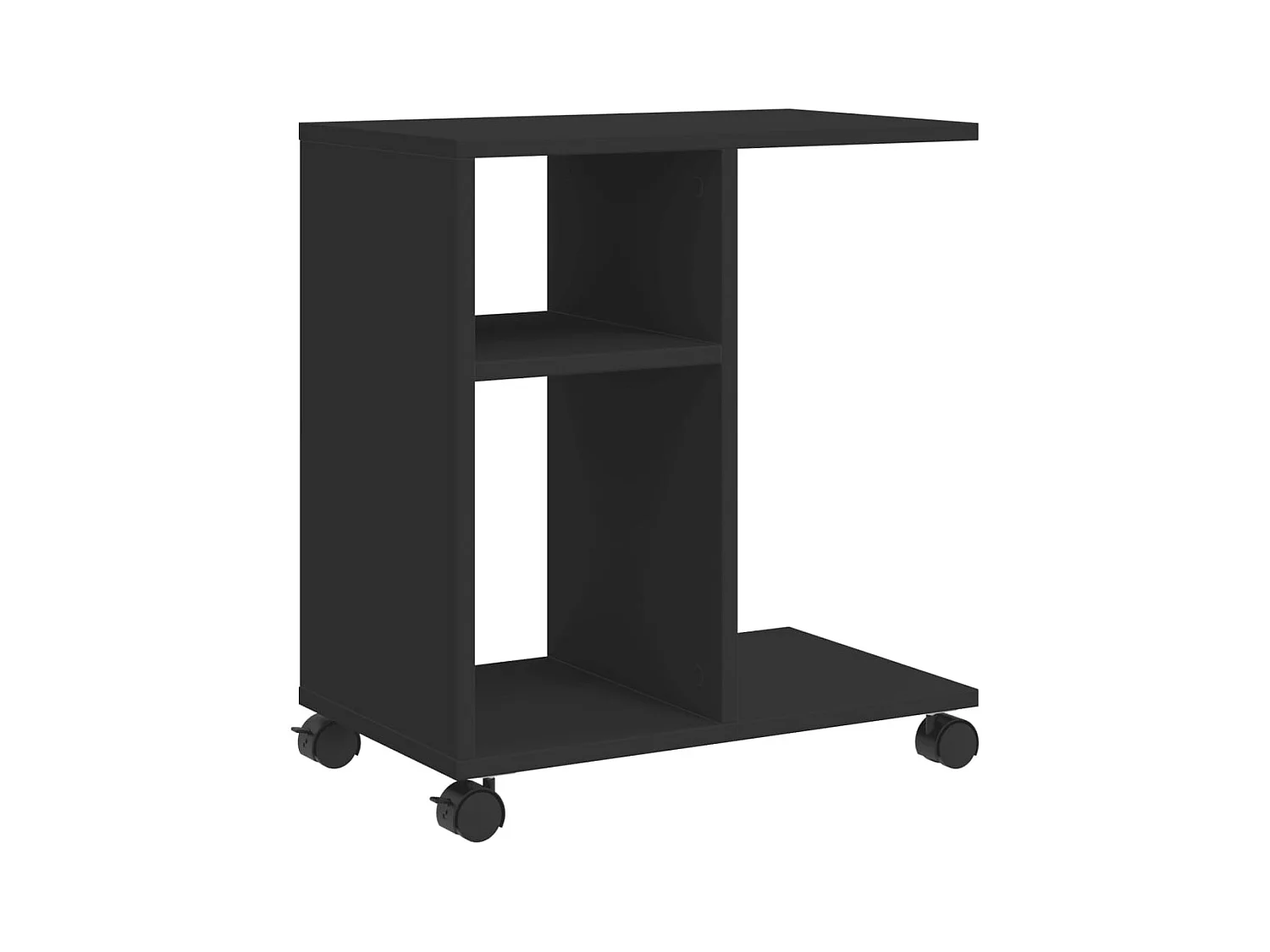 Table d'appoint avec roues noir 50x30x55 cm bois d'ingénierie