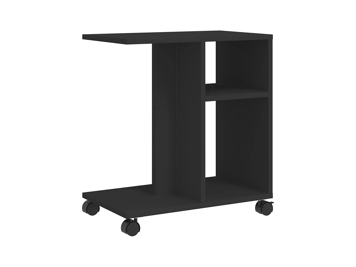 Table d'appoint avec roues noir 50x30x55 cm bois d'ingénierie