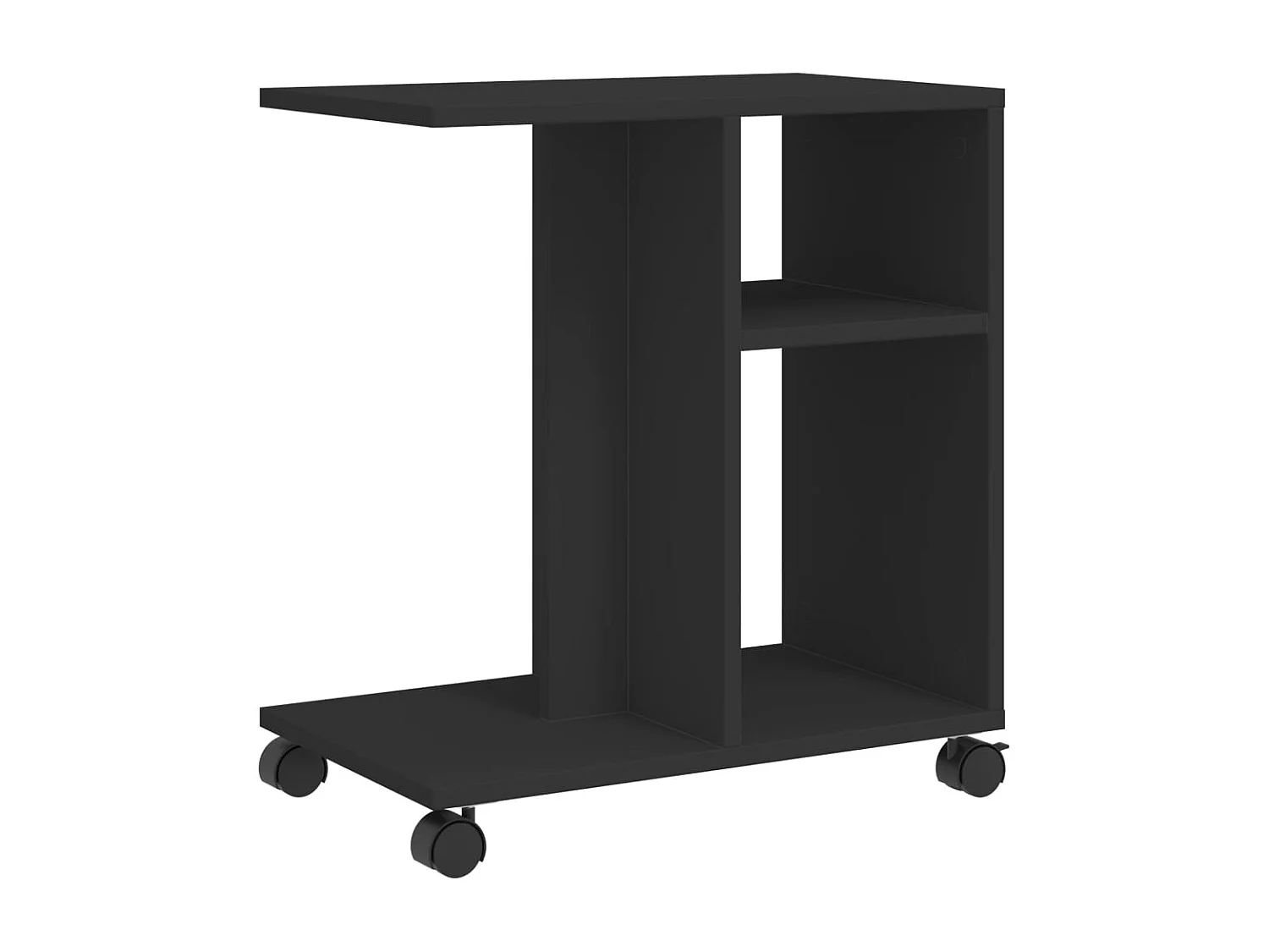 Mesa auxiliar con ruedas madera de ingeniería negra 50x30x55 cm