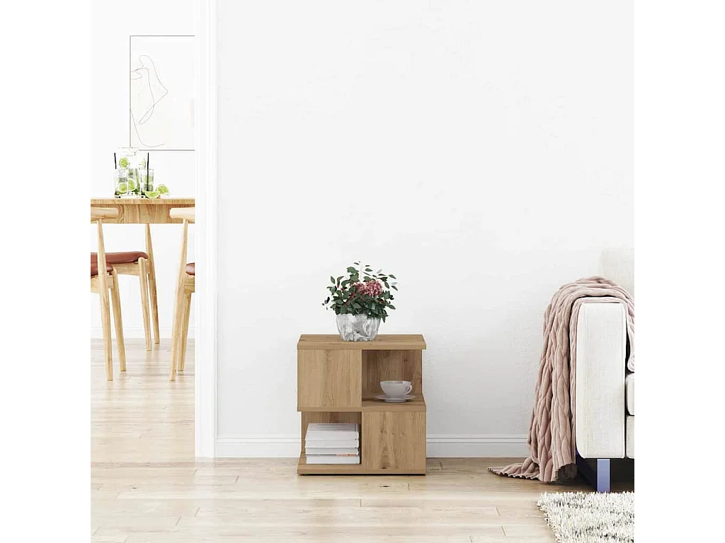 Mesa lateral Roble artisan 40 x 40 x 40 cm Madera contrachapada