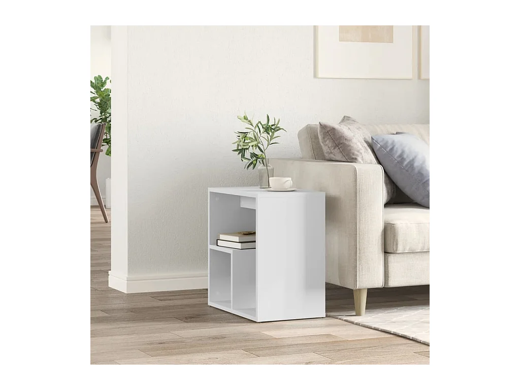 Mesa auxiliar de madera contrachapada blanco 50x30x50 cm