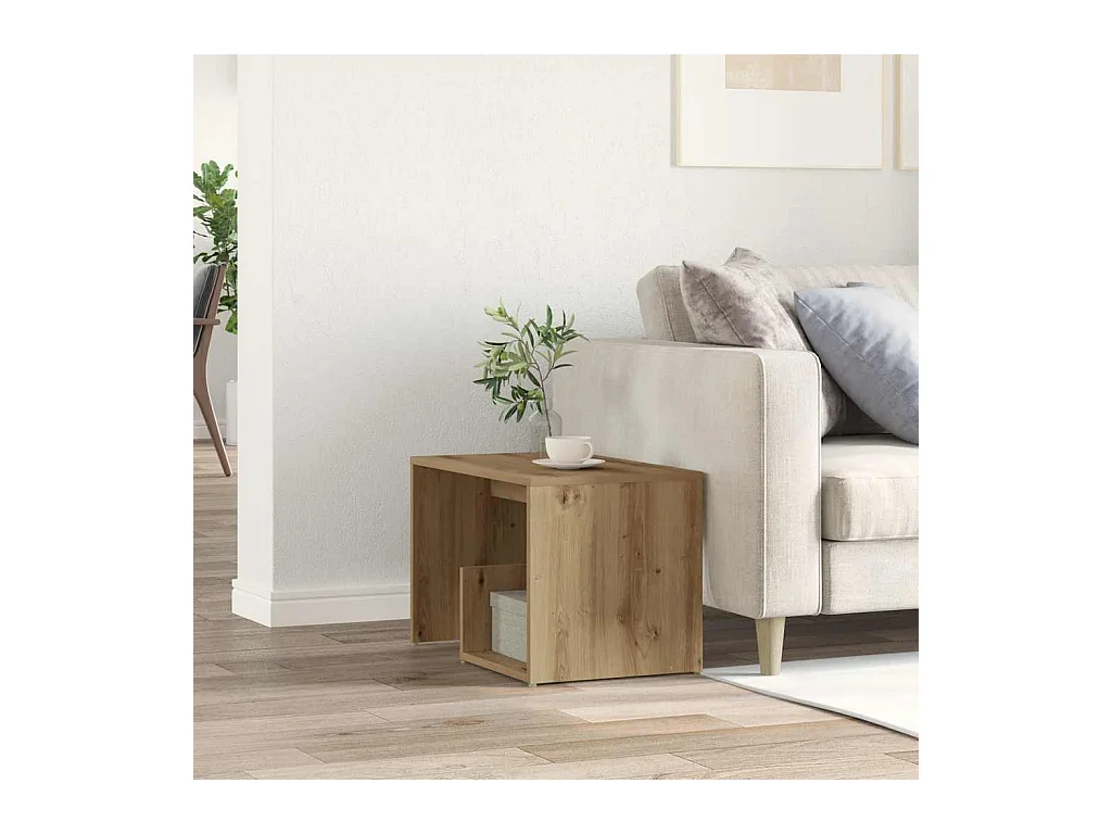 Table d'appoint chêne artisanal 59x36x38 cm bois d'ingénierie