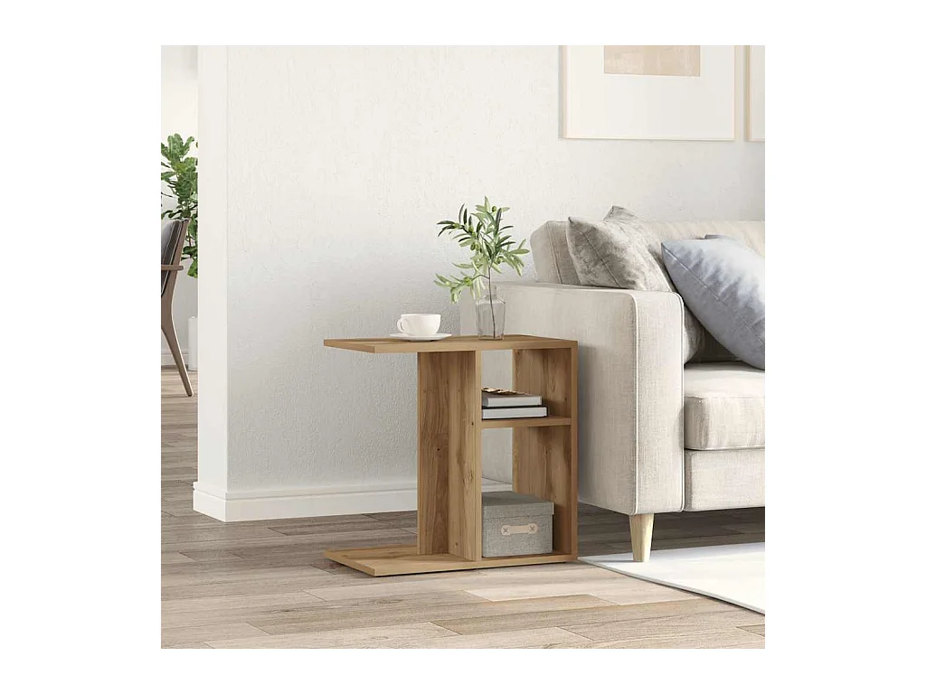Table d'appoint chêne artisanal 50x30x50 cm bois d'ingénierie