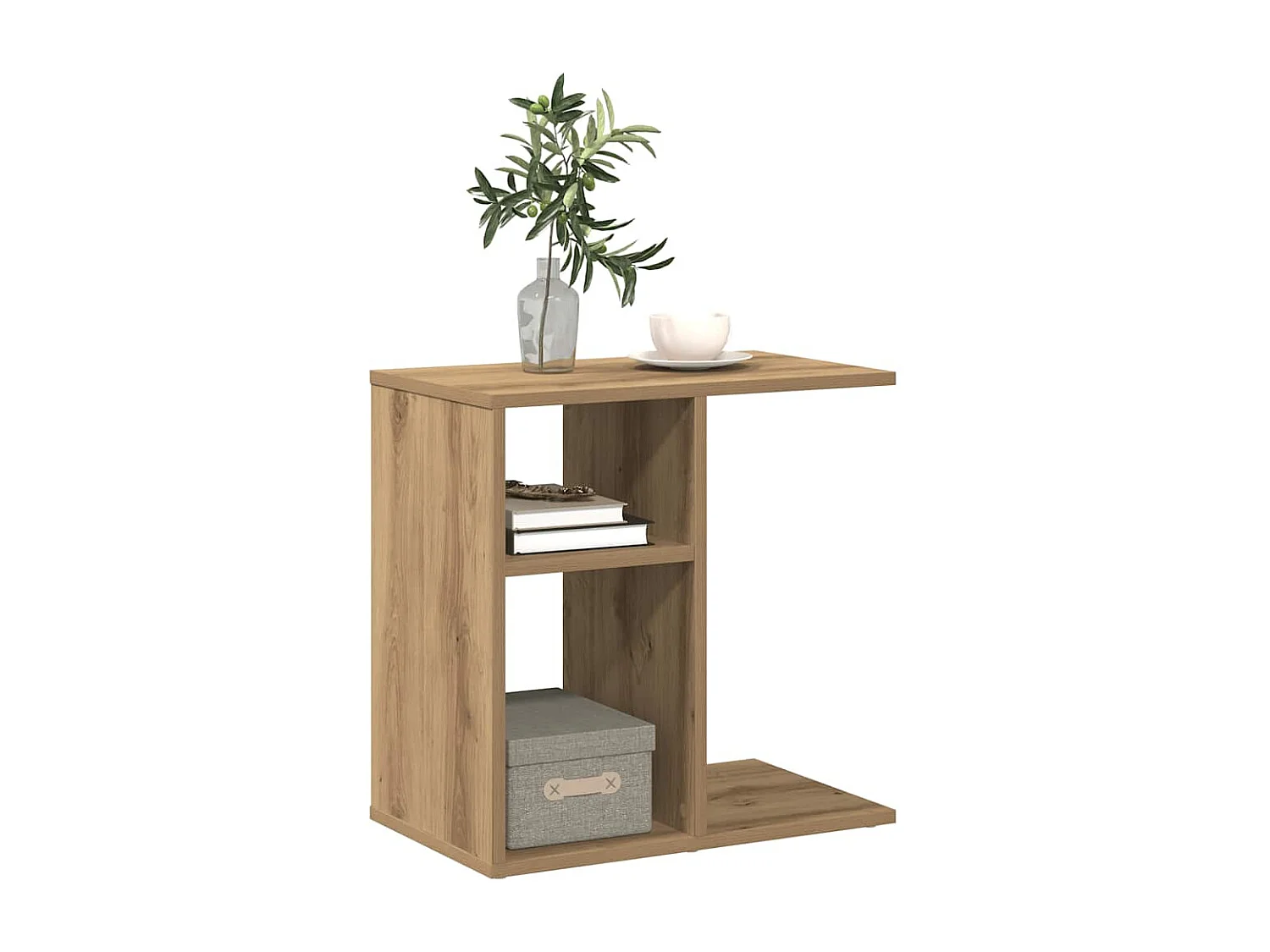 Table d'appoint chêne artisanal 50x30x50 cm bois d'ingénierie