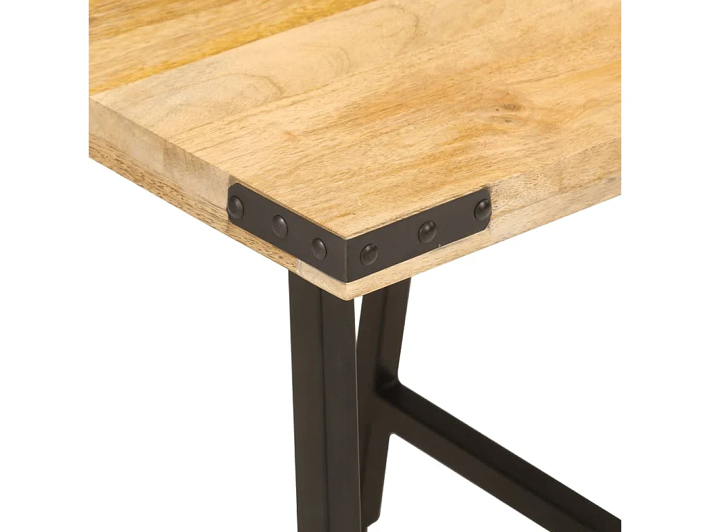 Mesa auxiliar de madera maciza de mango y hierro 45x45x50 cm