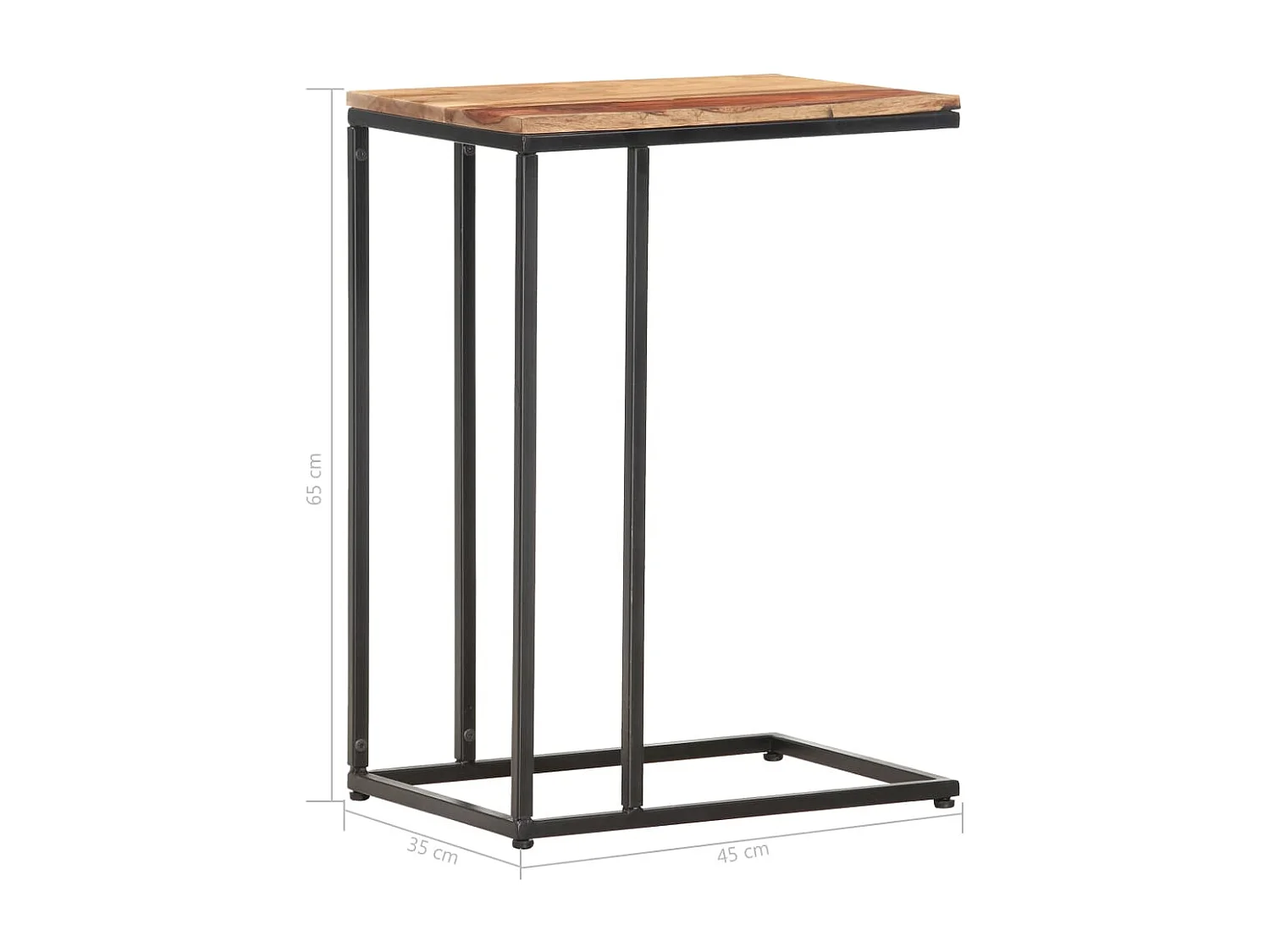 Mesa auxiliar de madera maciza 35x45x65 cm