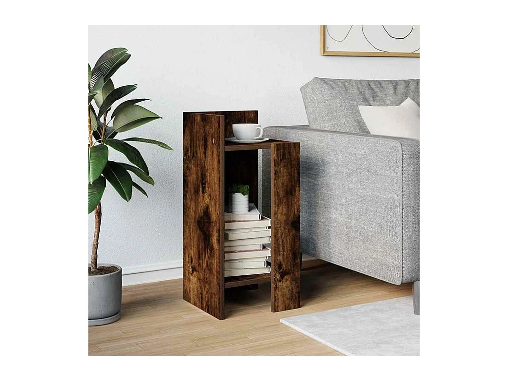 Table d'appoint avec étagère chêne fumé 25,5x27x60 cm