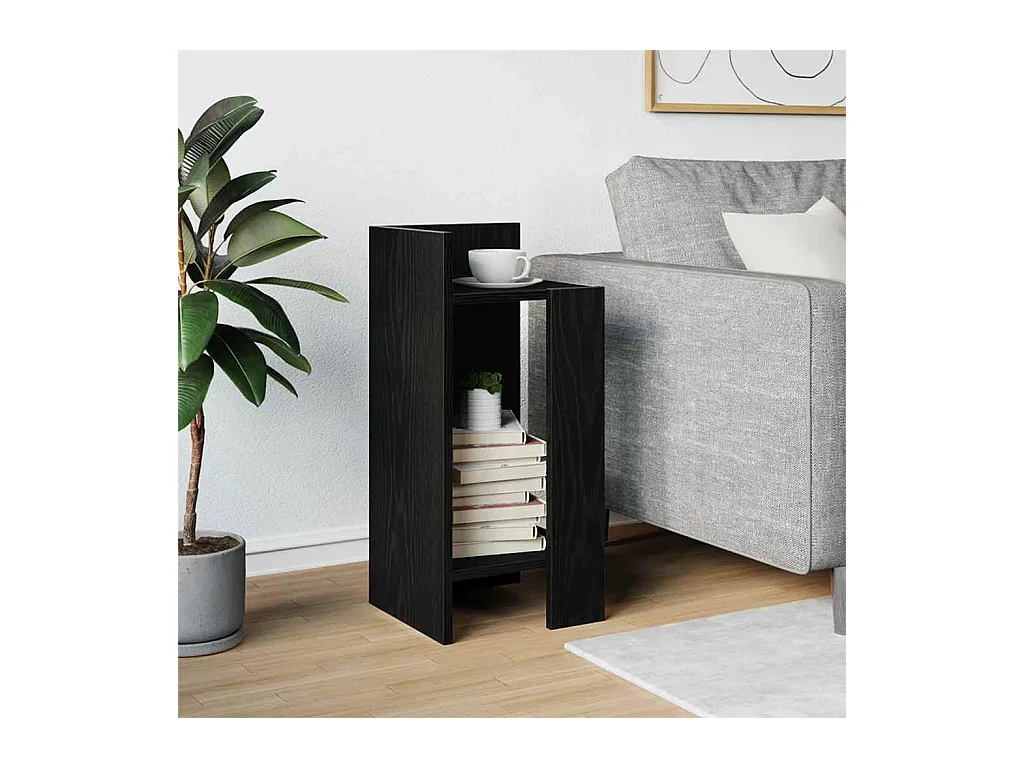 Table d'appoint avec étagère noir 25,5x27x60 cm