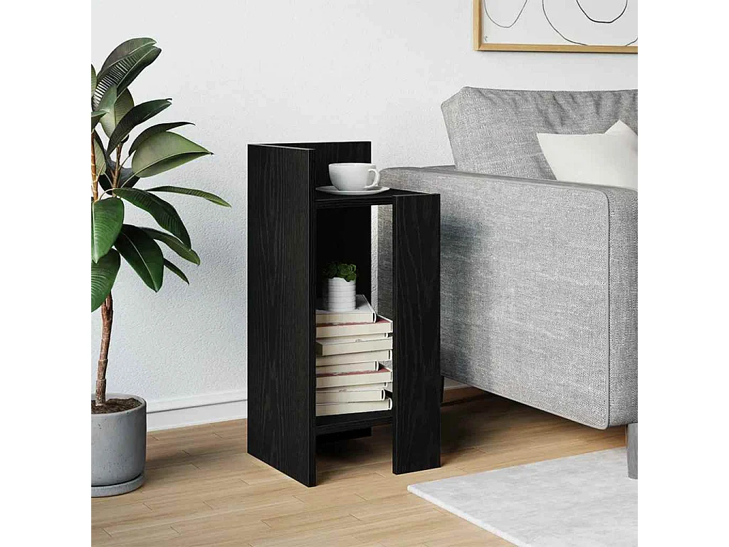 Mesa auxiliar con estante negra 25,5x27x60 cm