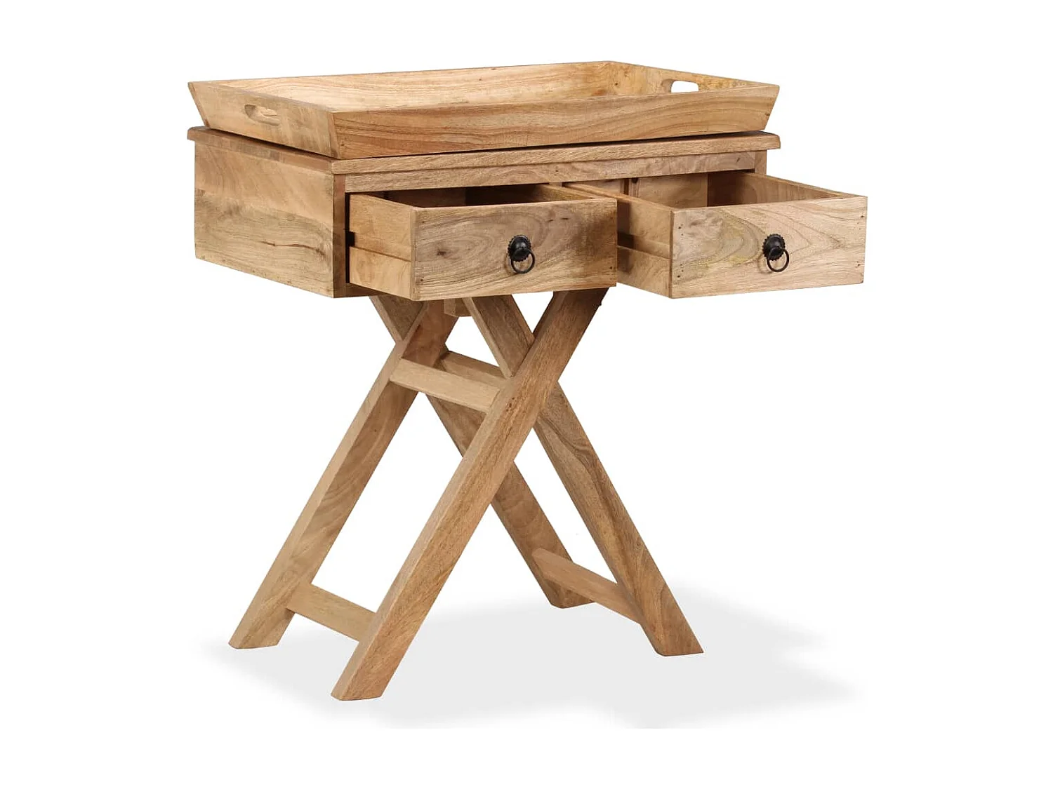 Mesa auxiliar de madera maciza de mango 65x40x76 cm