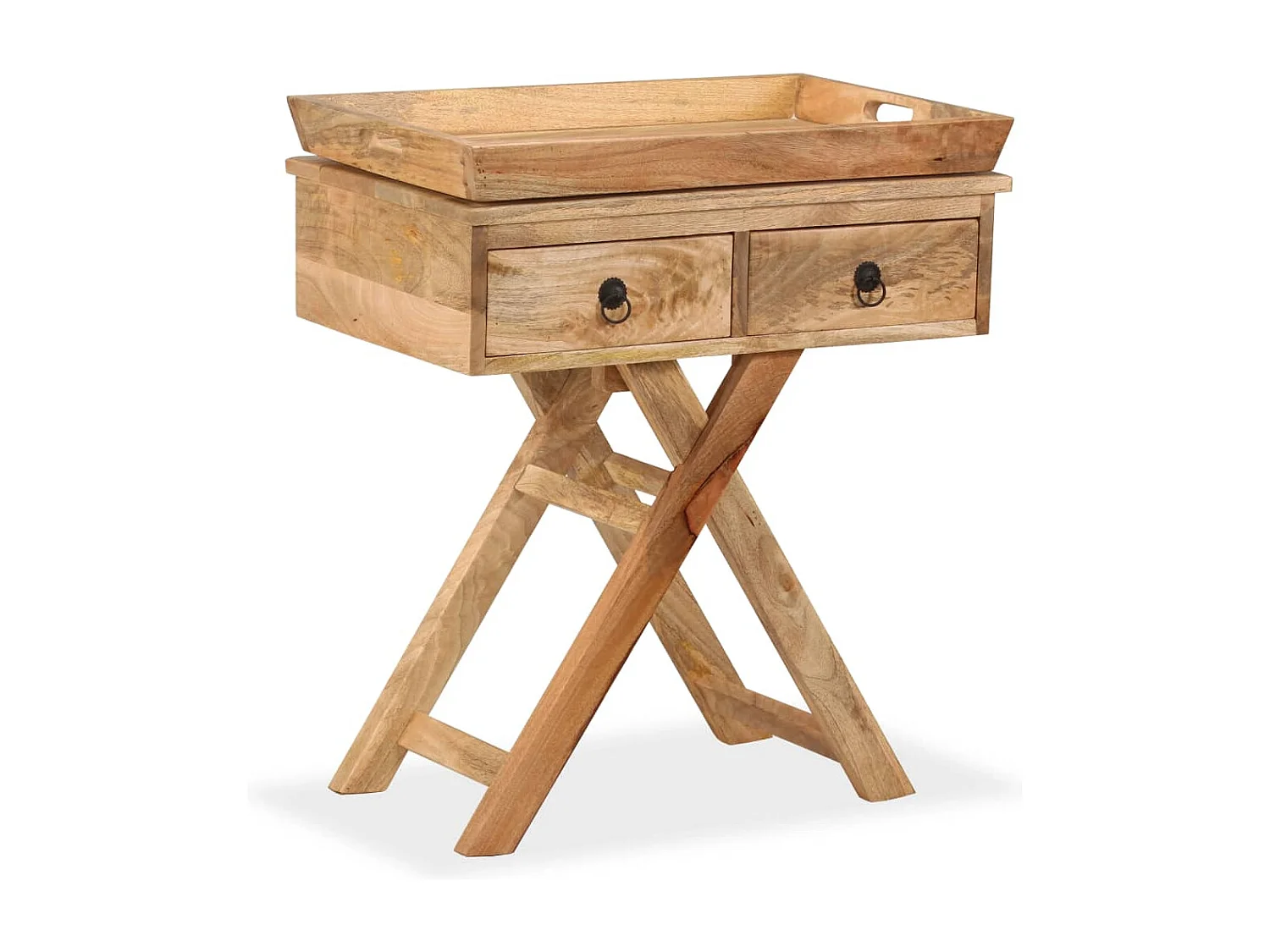 Mesa auxiliar de madera maciza de mango 65x40x76 cm