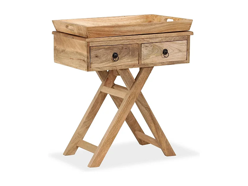 Mesa auxiliar de madera maciza de mango 65x40x76 cm