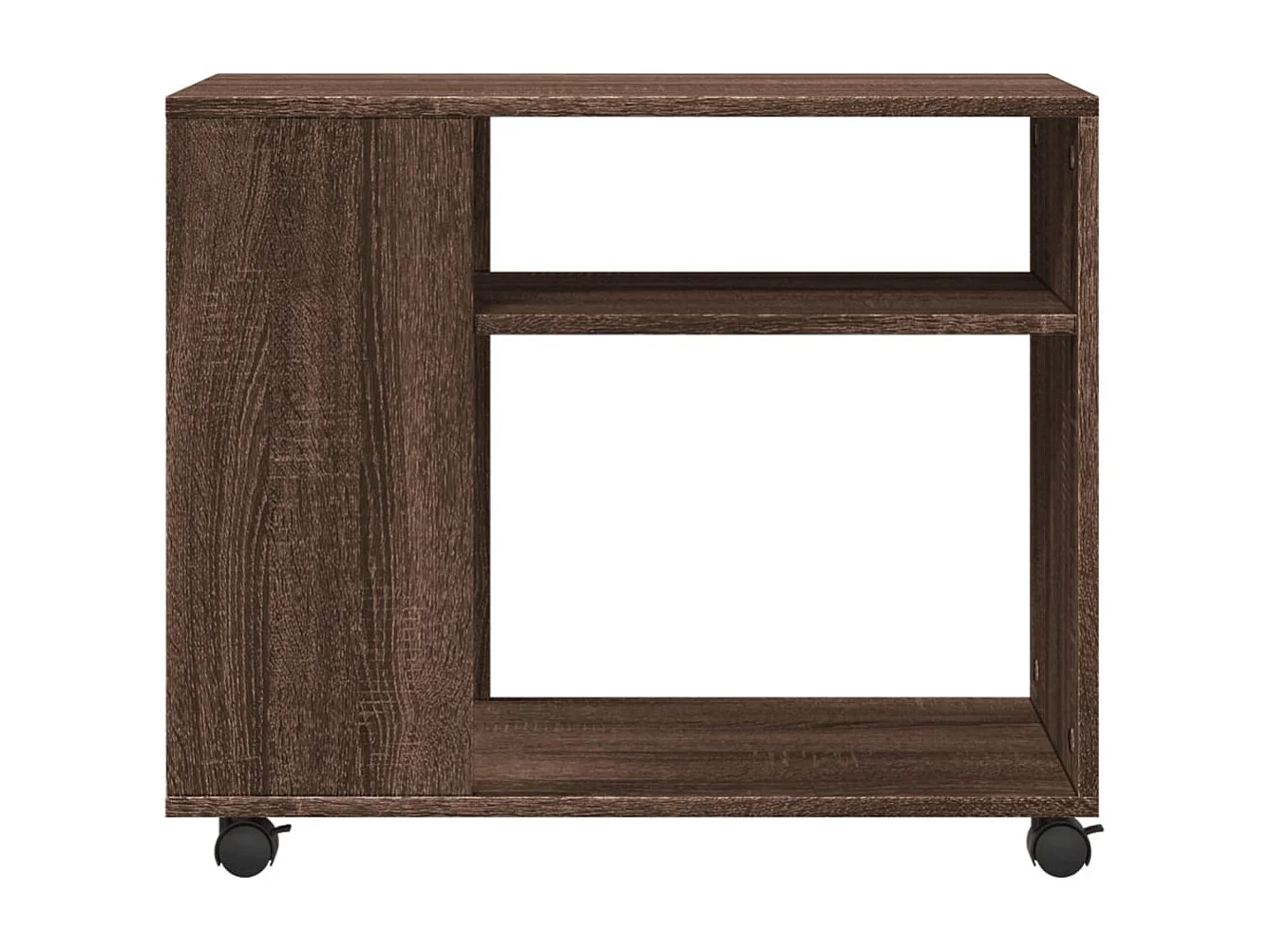 Table d'appoint avec roues chêne marron bois d'ingénierie