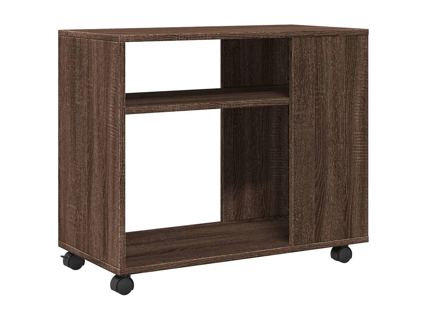 Table d'appoint avec roues chêne marron bois d'ingénierie