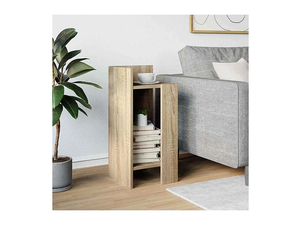 Table d'appoint avec étagère chêne sonoma 25,5x27x60 cm