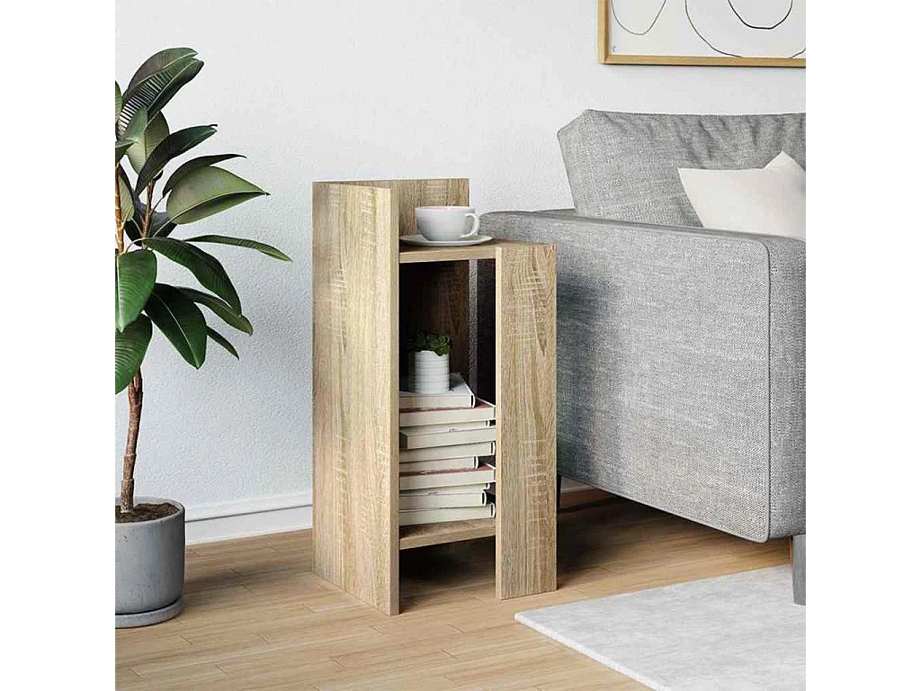 Mesa auxiliar con estante roble sonoma 25,5x27x60 cm